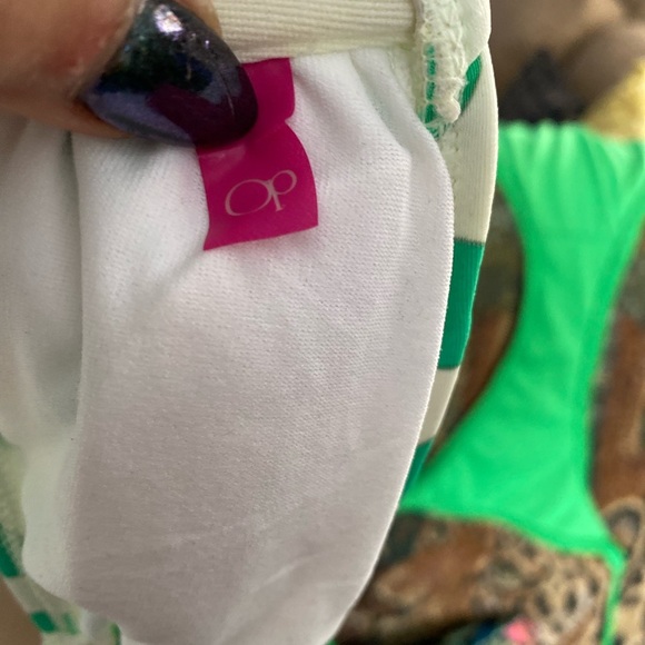 OP Ocean Pacific Bathing Suit Women Size Small Green White Polka Dot Two Piece - Picture 12 of 12